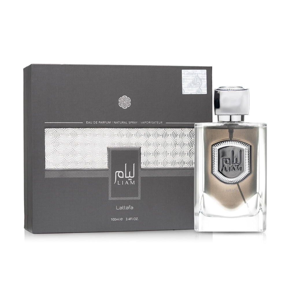 Lattafa Liam Grey fine spray mist demonstrating even fragrance distribution