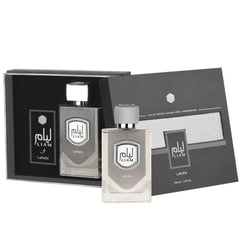 Lattafa Liam Grey vanilla and sandalwood ingredients close-up showing creamy warm base benefit