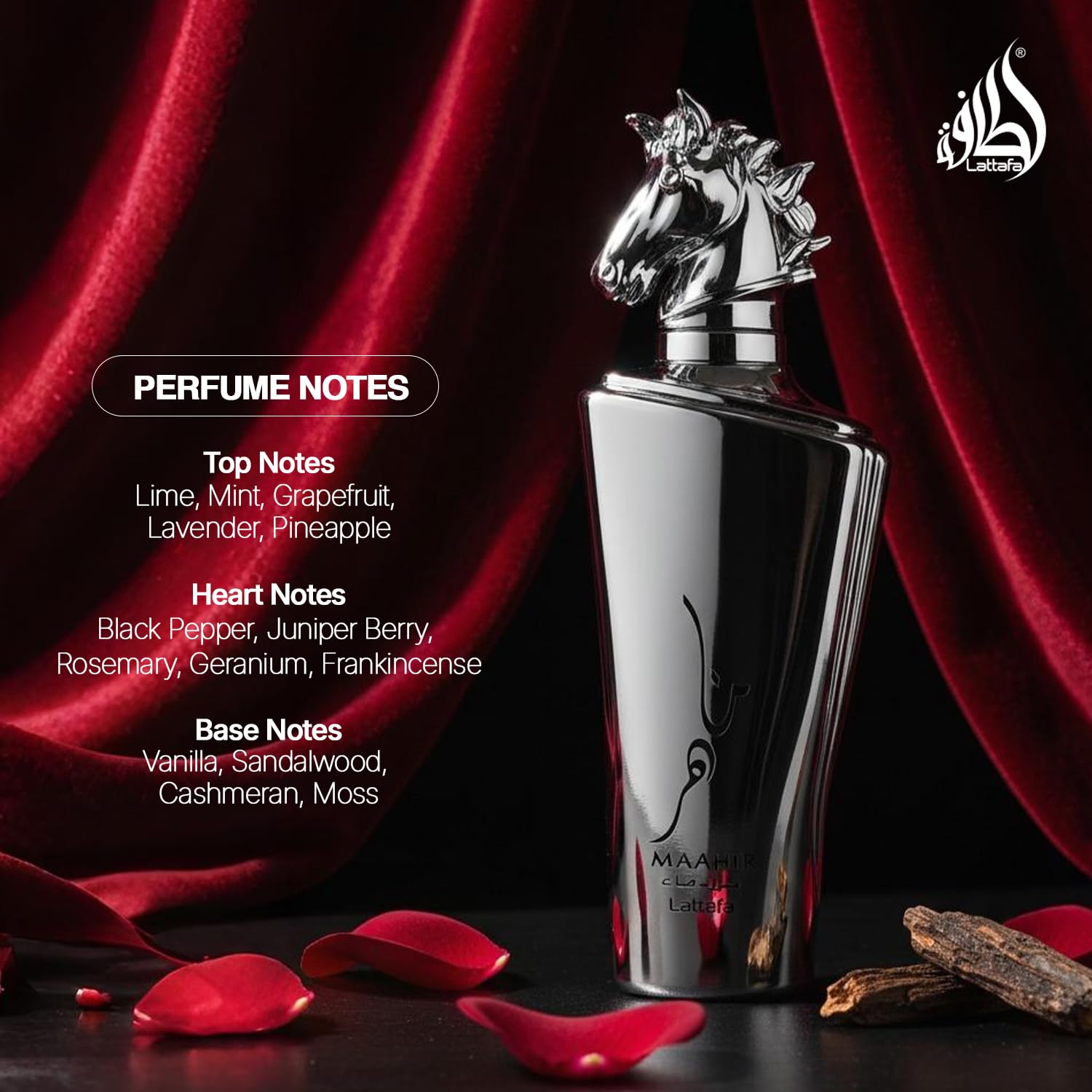 Close-up of citrus and mint top notes, Lattafa showcases fresh opening and vibrancy benefit