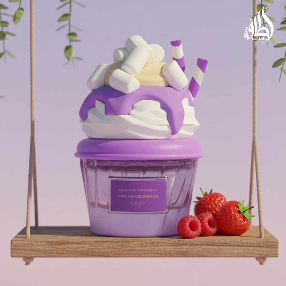 Lattafa marshmallow texture inspiration image conveying soft gourmand scent