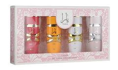 Lattafa gift set packaging showing four 25ml bottles for versatile gifting
