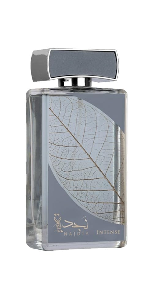 Lattafa Najdia Intense front bottle view showing elegant design and instant freshness