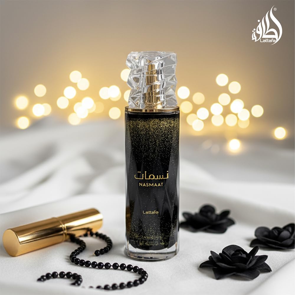 Lattafa Nasmaat fruit notes display of blackcurrant pineapple apricot freshness