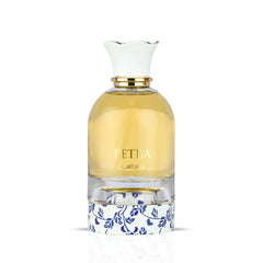 Lattafa Petra close-up atomizer highlighting fine mist and precise spray