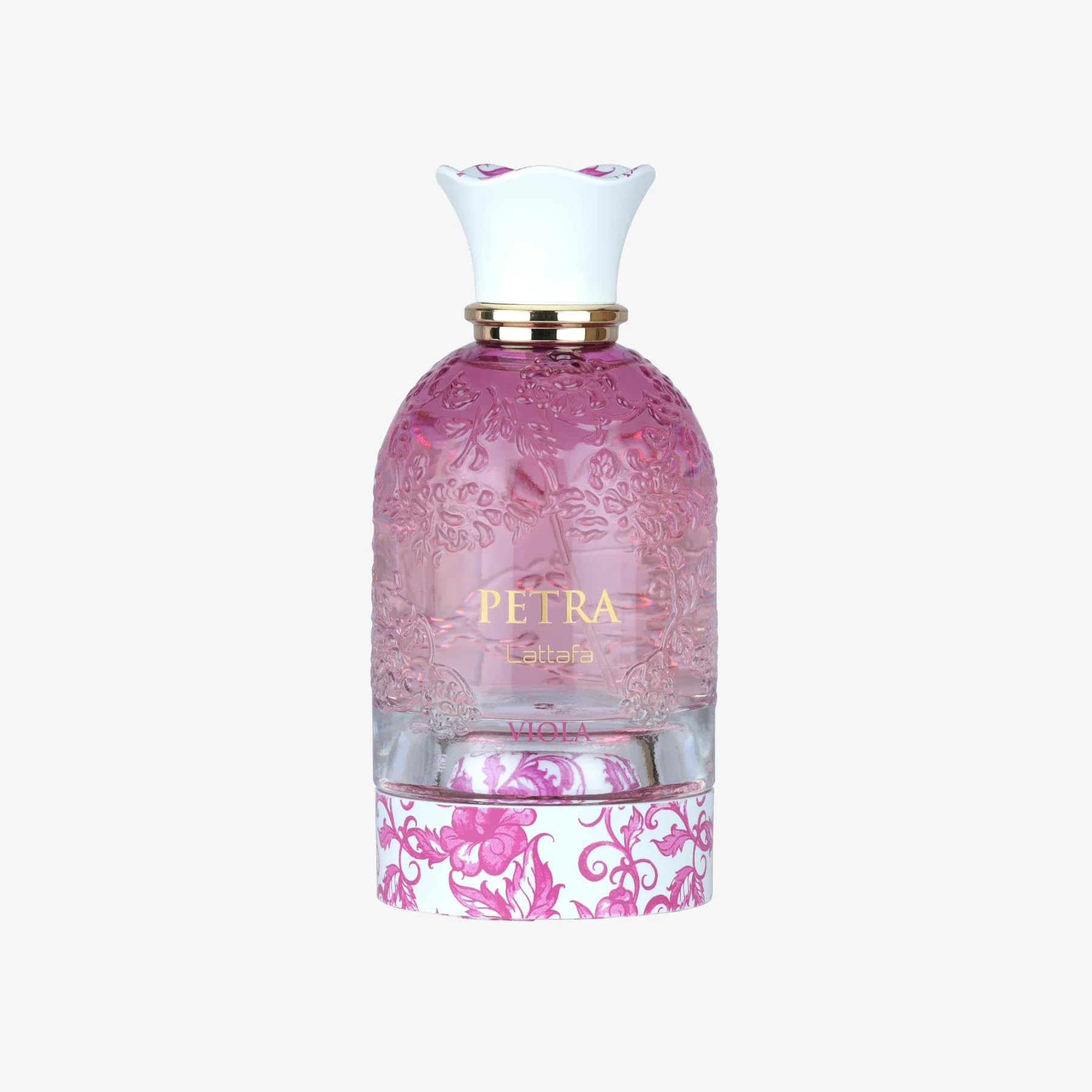 Lattafa Petra Viola front bottle showing elegant design and versatile styling benefit