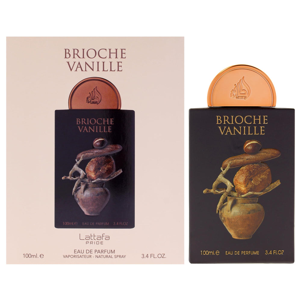 Lattafa Pride Brioche Vanille front bottle showing design and volume benefit