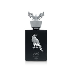 Lattafa close-up of Lattafa Pride Shaheen Silver bottle detail highlighting quality finish