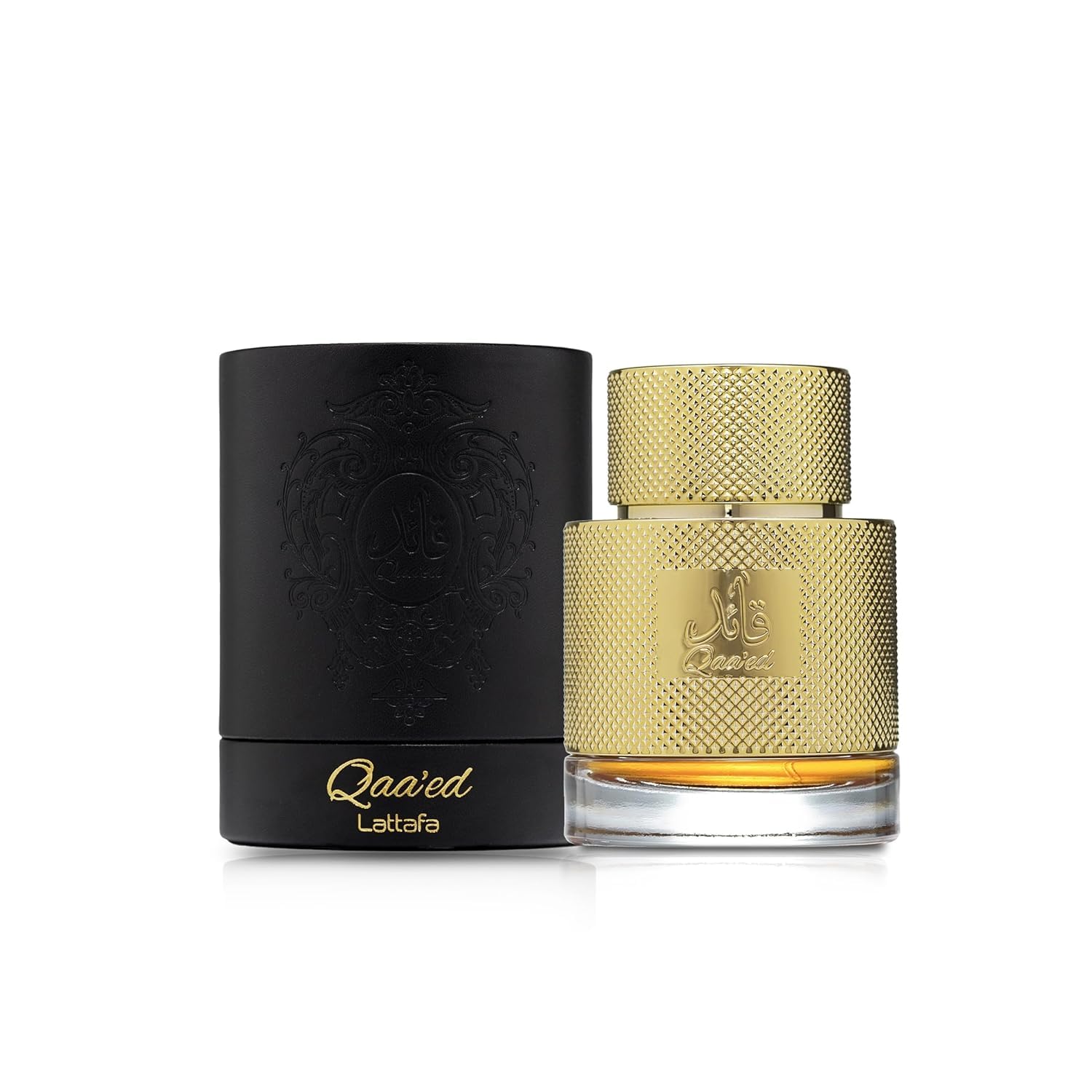 Lattafa Qaa'ed bottle with packaging highlighting premium presentation benefit