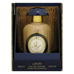 Lattafa Ra'ed Absolu amber gold bottle detail highlighting rich warm amber tone