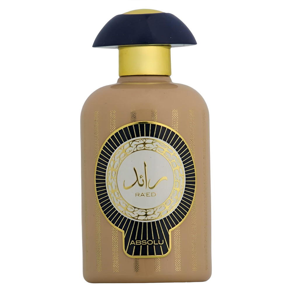 Lattafa Ra'ed Absolu front bottle displaying elegant design and premium appeal