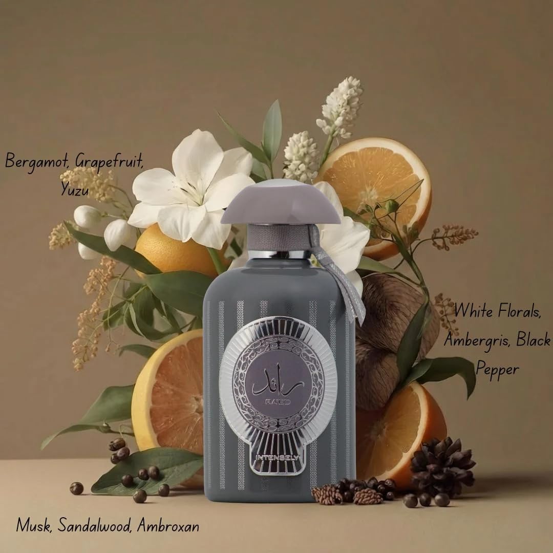 Lattafa sandalwood and musk texture visual conveying warm long-lasting base benefit