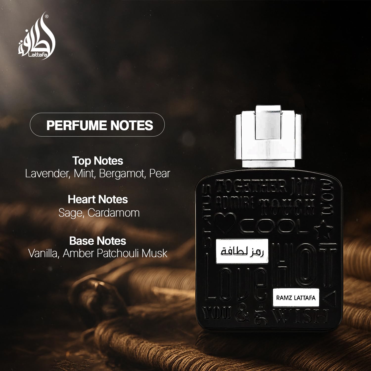 Lattafa Ramz Silver packaging box with branding and fragrance details