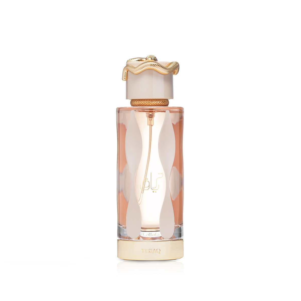 Lattafa Teriaq front bottle showing sleek design and brand elegance