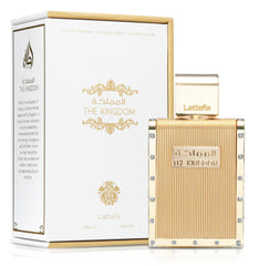 Lattafa The Kingdom spray closeup highlighting nozzle for controlled application