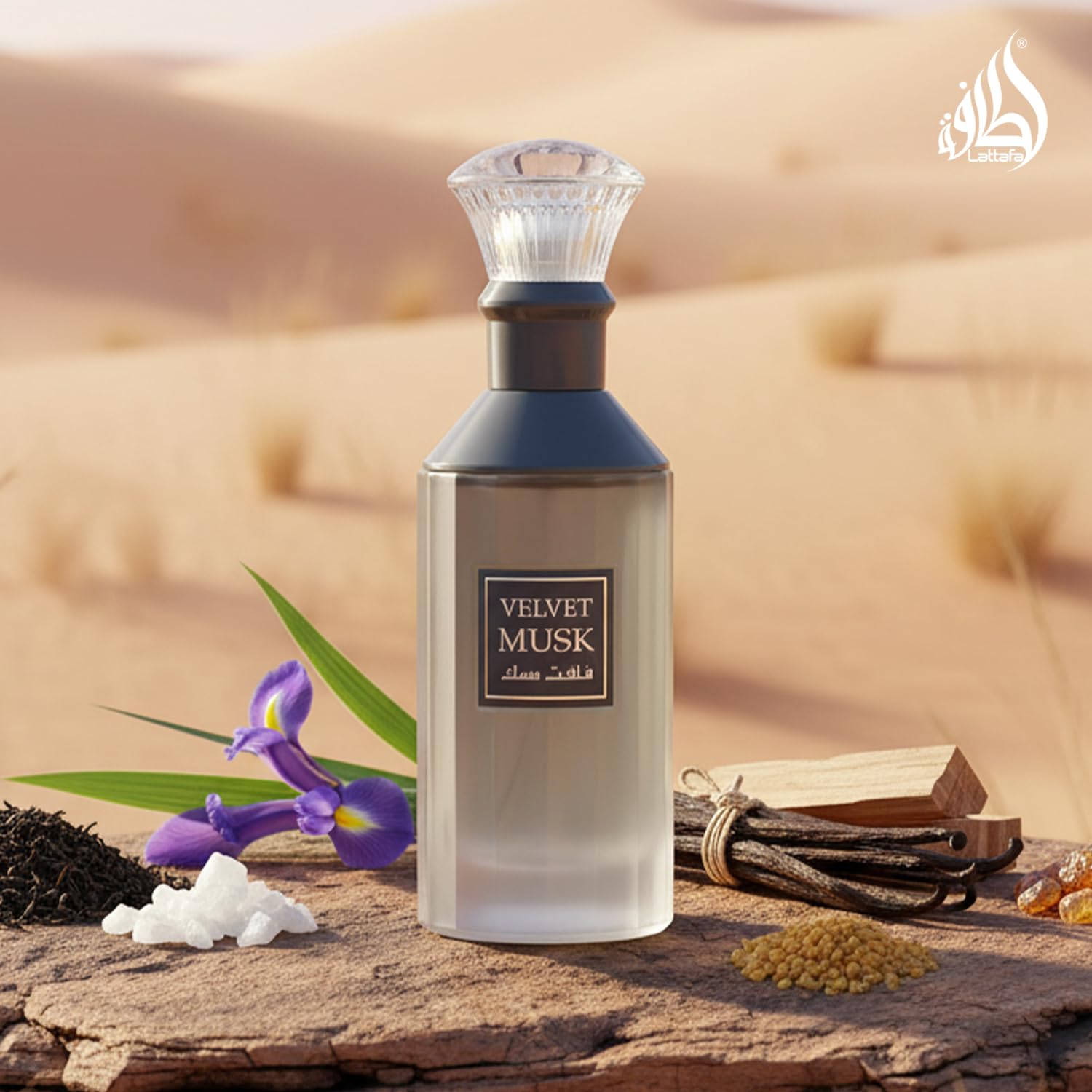 Lattafa perfume liquid texture close-up showing warm amber hue