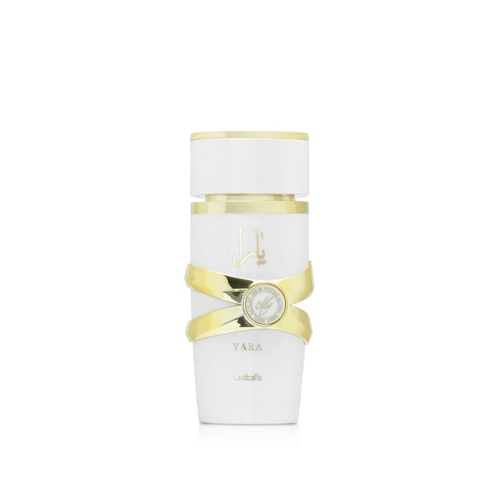 Lattafa Yara Moi front bottle showing elegant design and long-wear benefit
