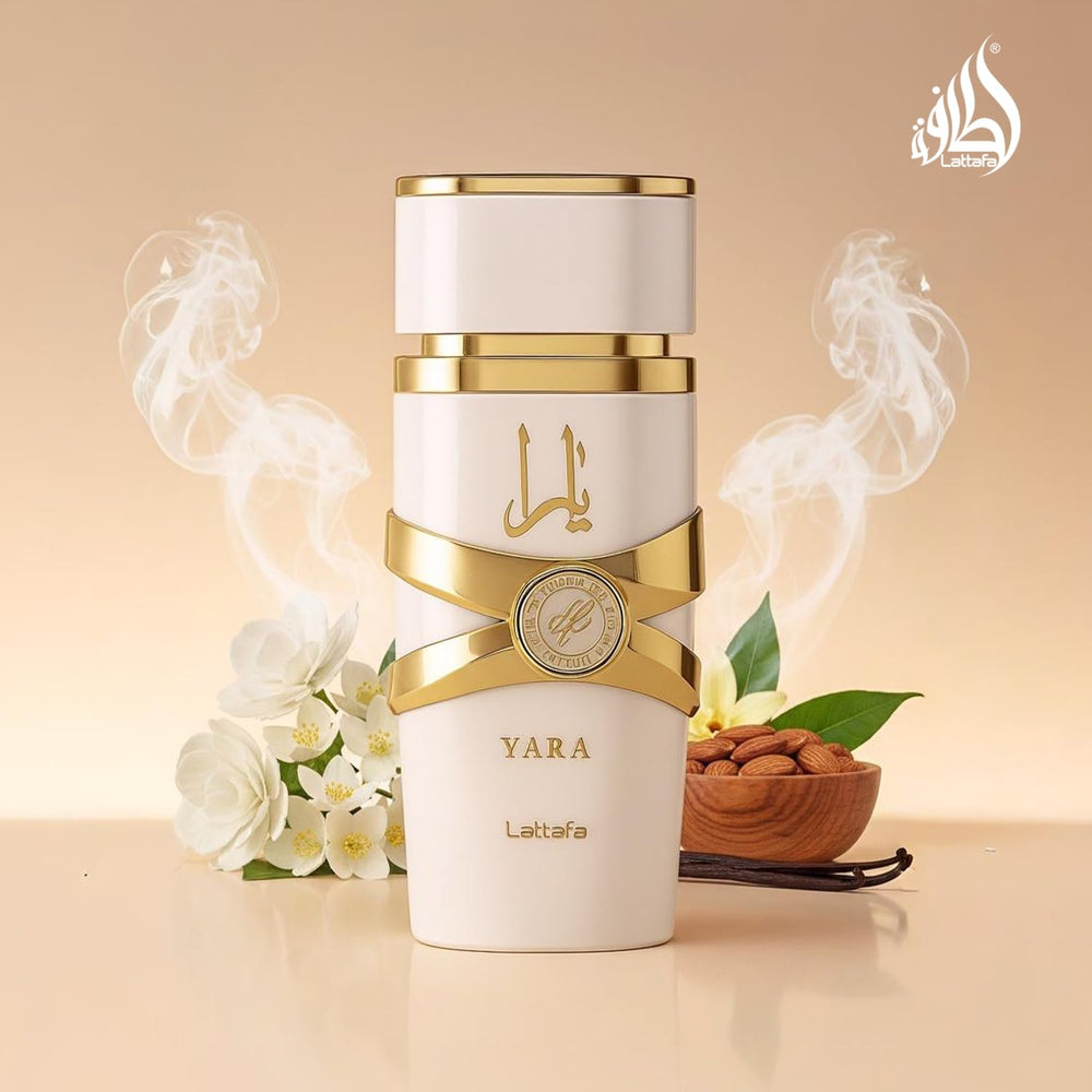 Lattafa Yara Moi perfume juice color demonstrating warm amber tone