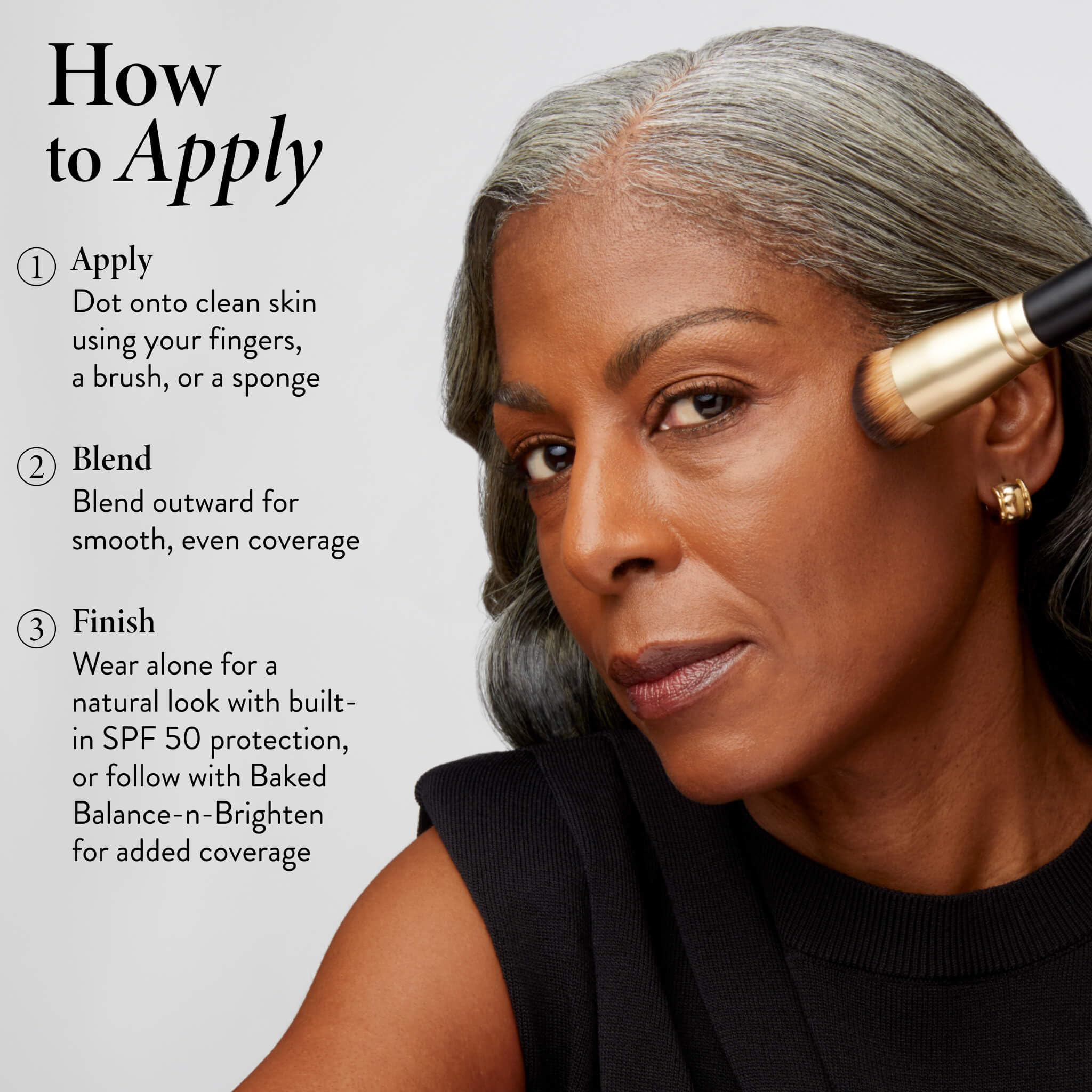 LAURA GELLER product applied with sponge demonstrating seamless blending benefit