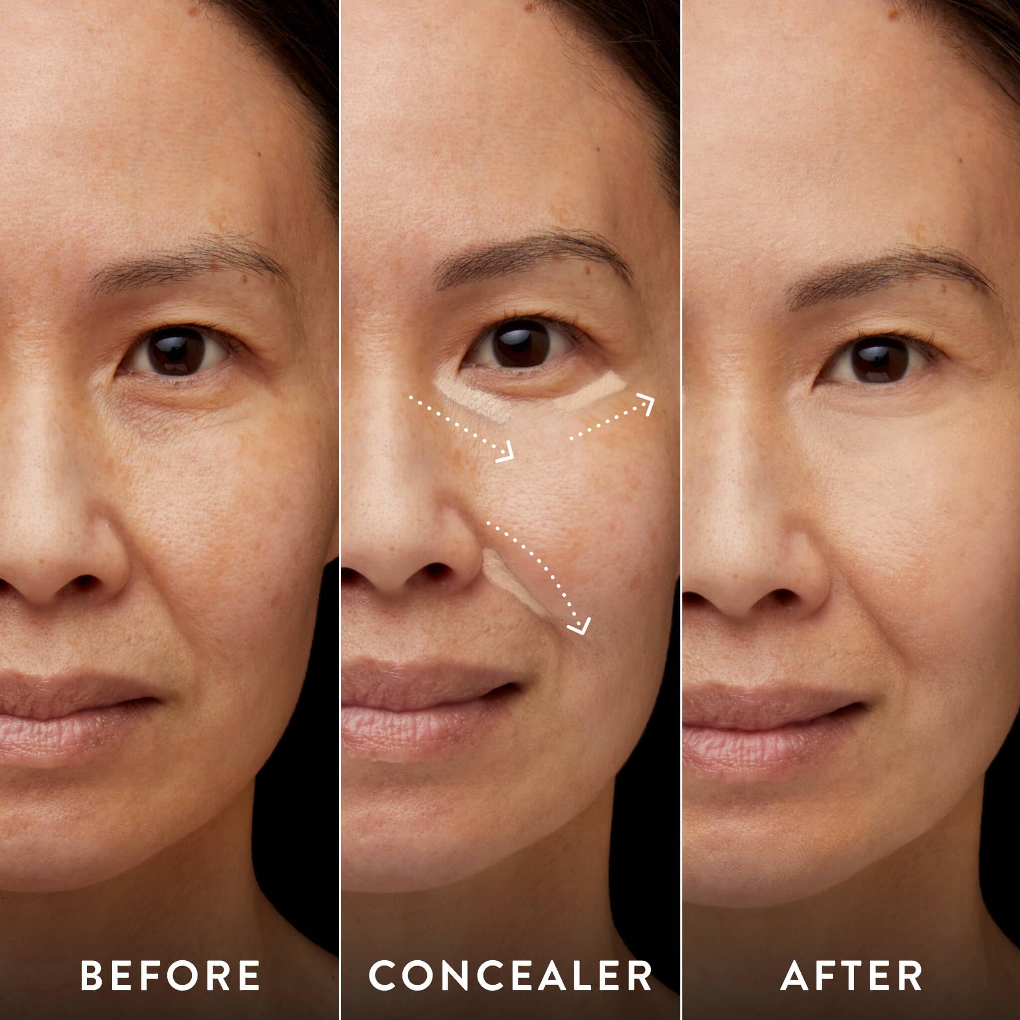 LAURA GELLER NEW YORK applying stick under eye for targeted coverage benefit