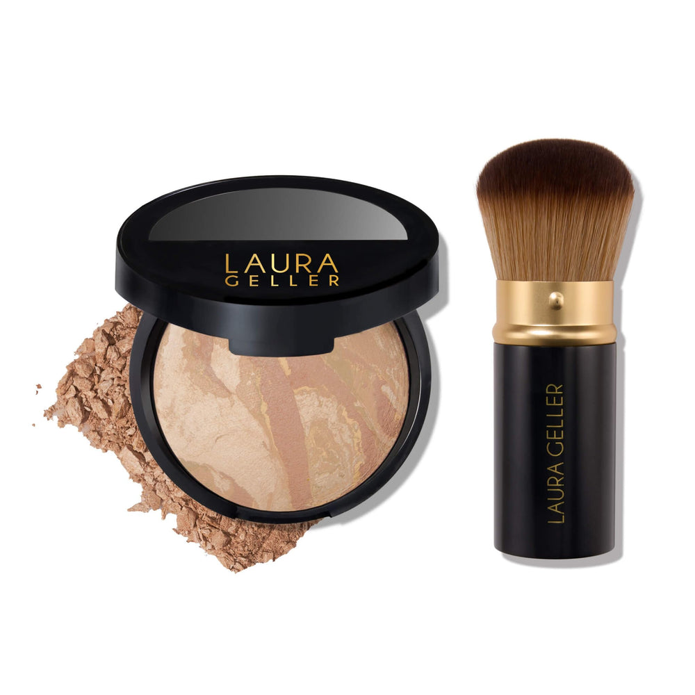 LAURA GELLER compact front view showing sleek packaging and travel convenience