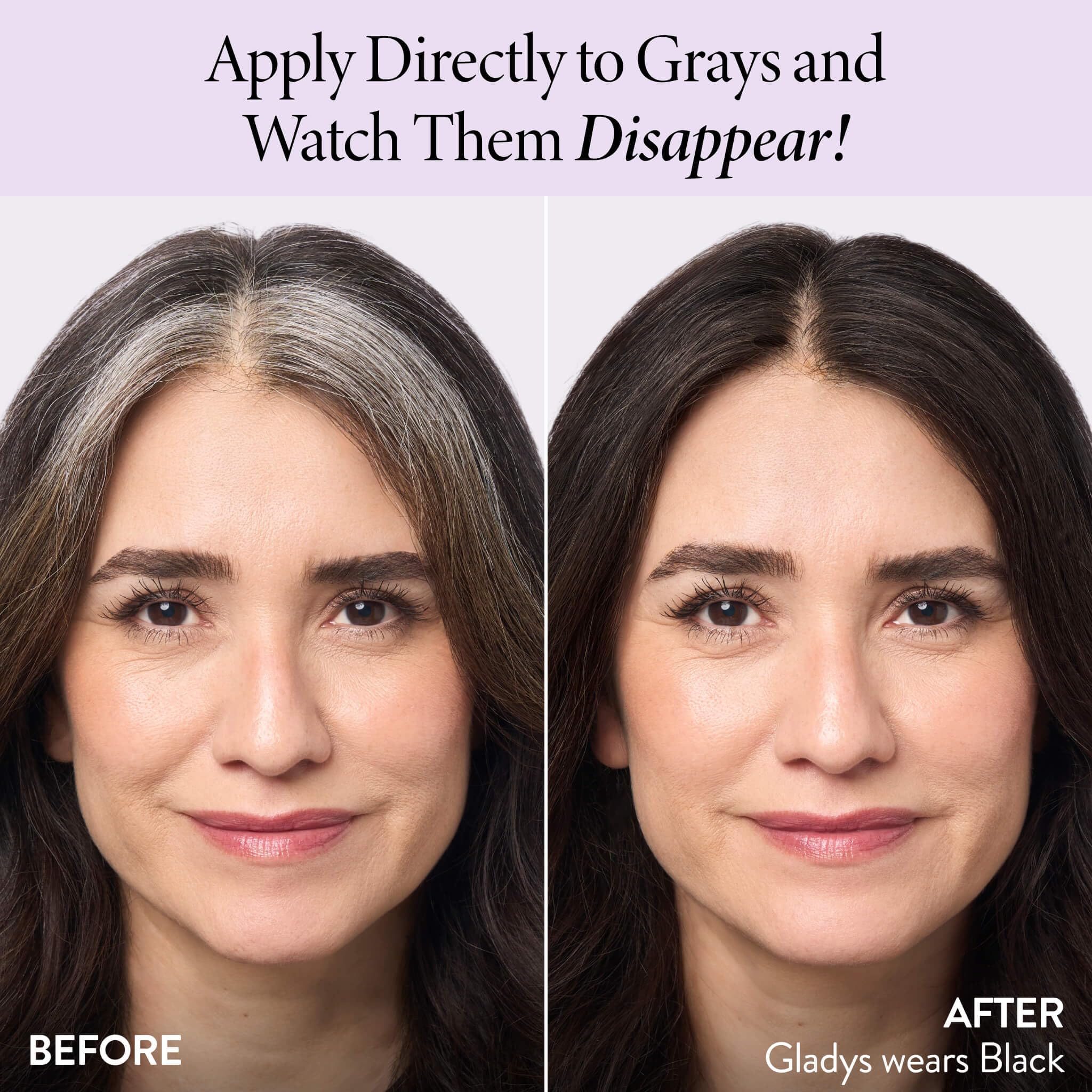 LAURA GELLER NEW YORK before and after roots split image showing instant color