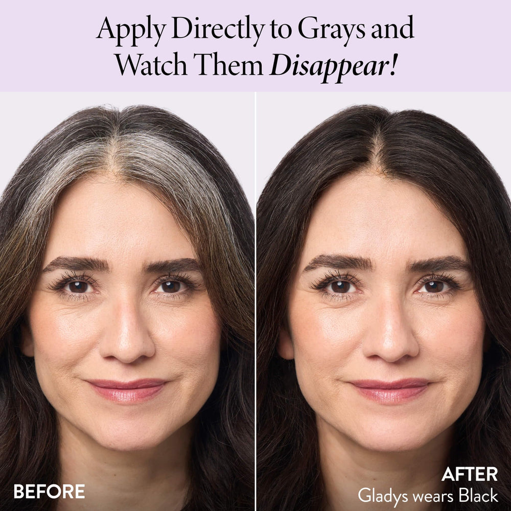 LAURA GELLER NEW YORK before and after roots split image showing instant color