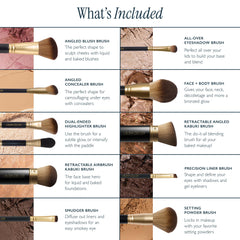 LAURA GELLER NEW YORK full set arranged showing face and eye brush coverage benefit