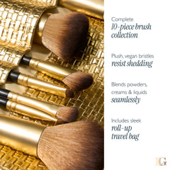 LAURA GELLER NEW YORK roll bag open with brushes displayed for easy packing benefit