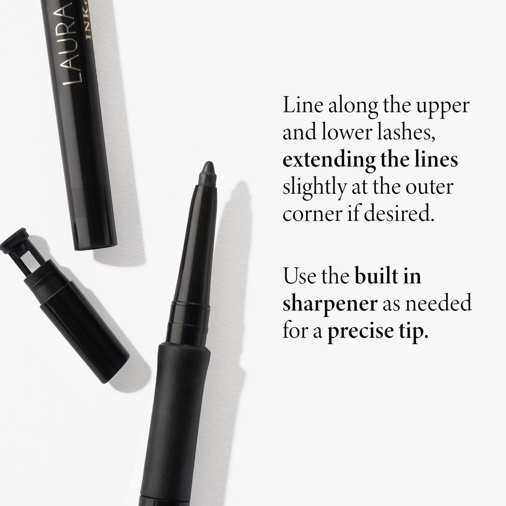 LAURA GELLER eyeliner applied to eyelid demonstrating defined color