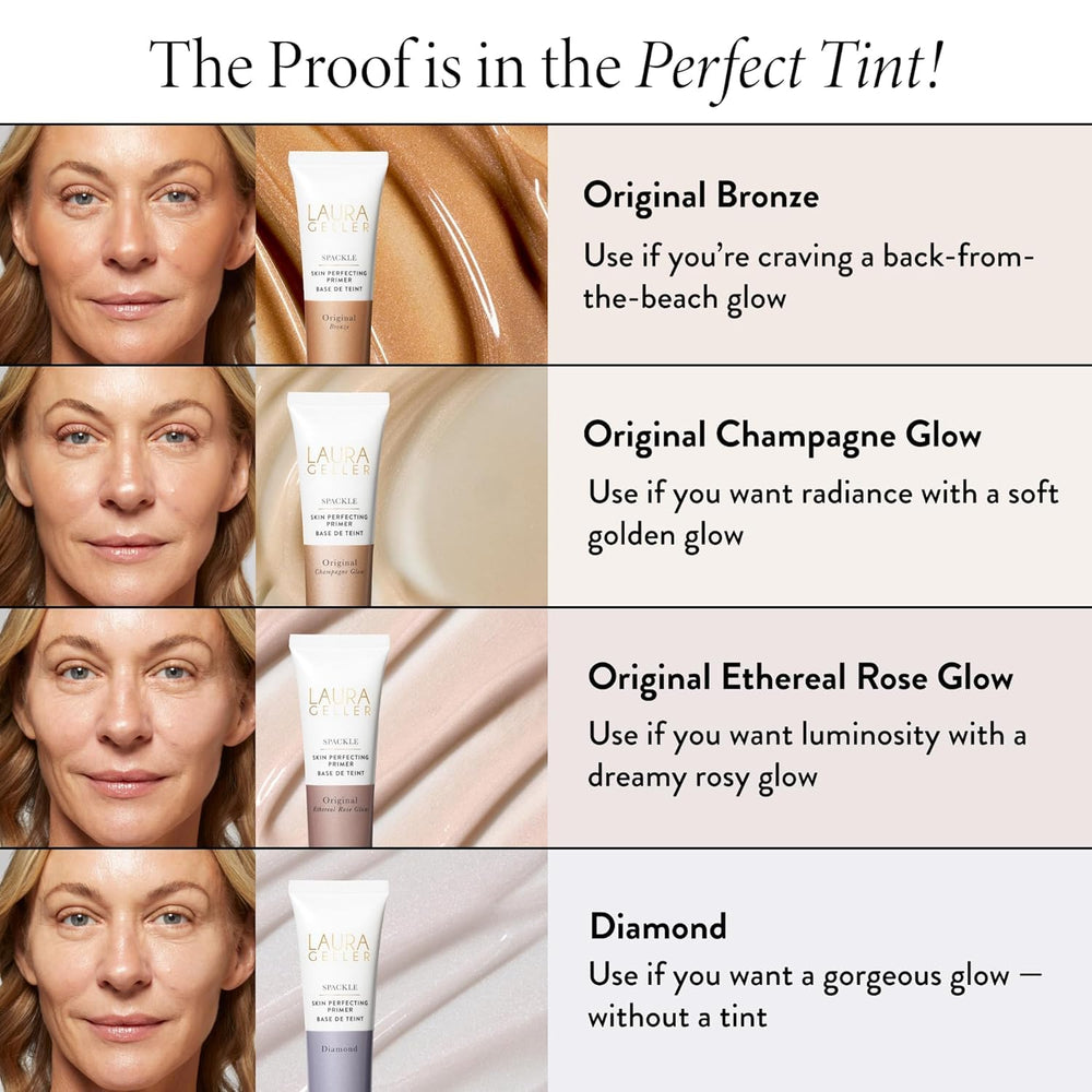 LAURA GELLER applying primer to hand showing easy spreadability benefit