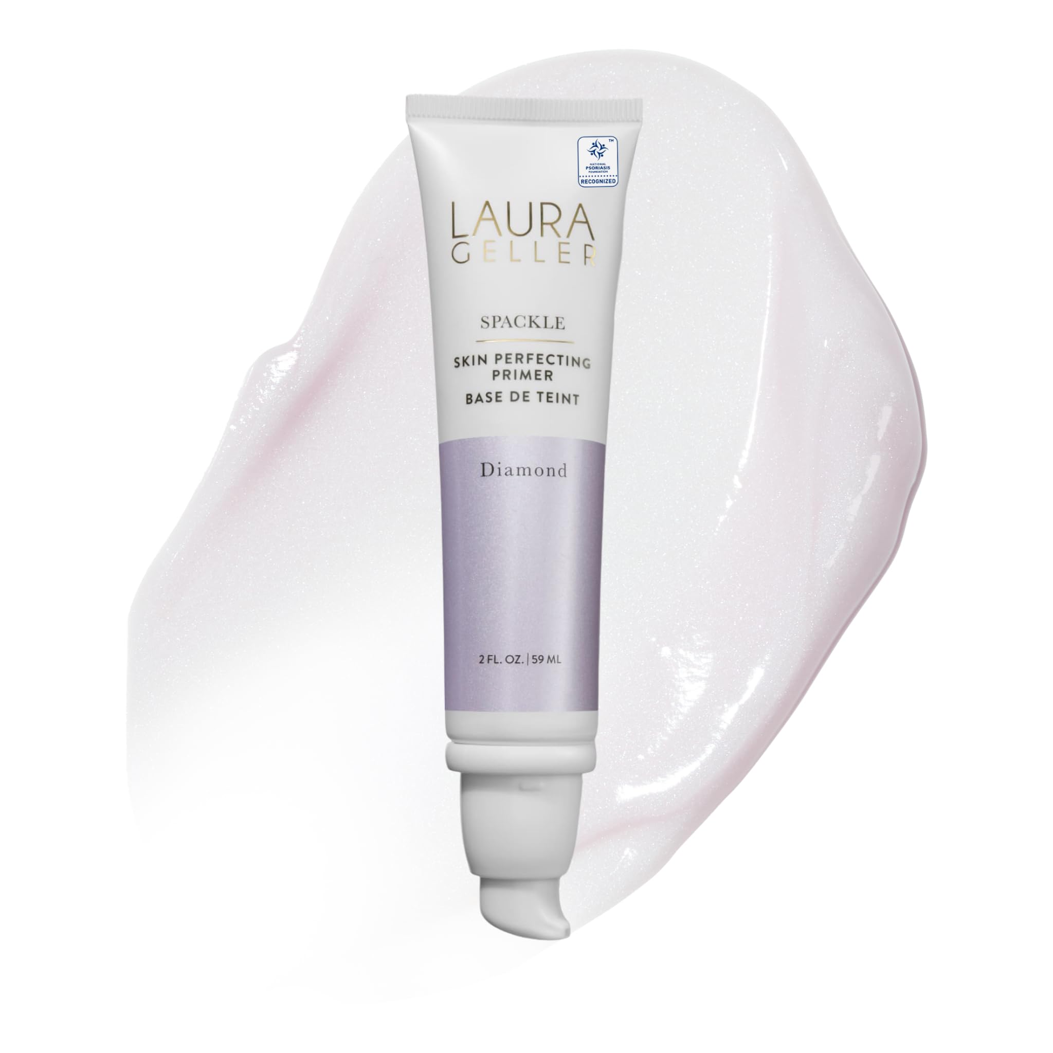 LAURA GELLER front packaging of Diamond Spackle primer showing product benefit
