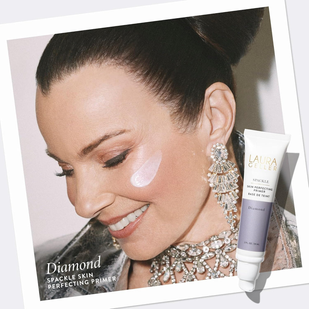 LAURA GELLER pump dispensing Diamond primer highlighting controlled dosing benefit