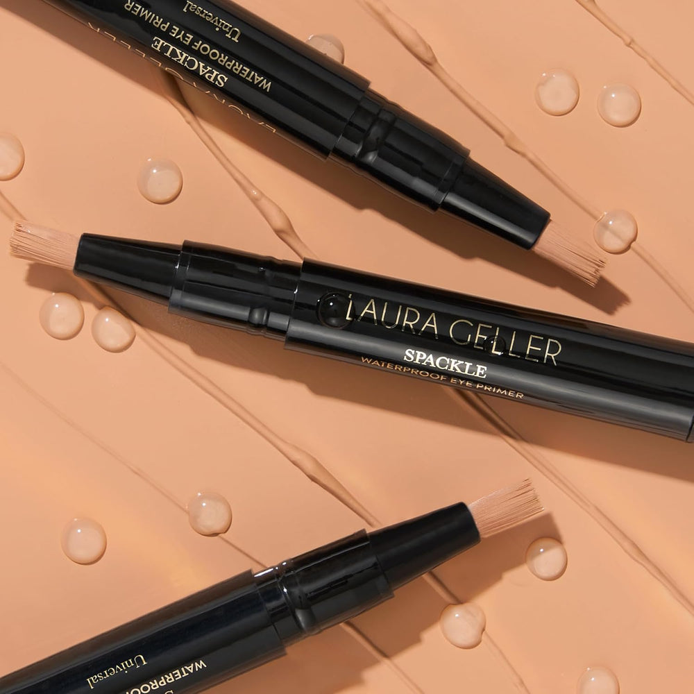 LAURA GELLER primer next to coin showing compact size for travel convenience
