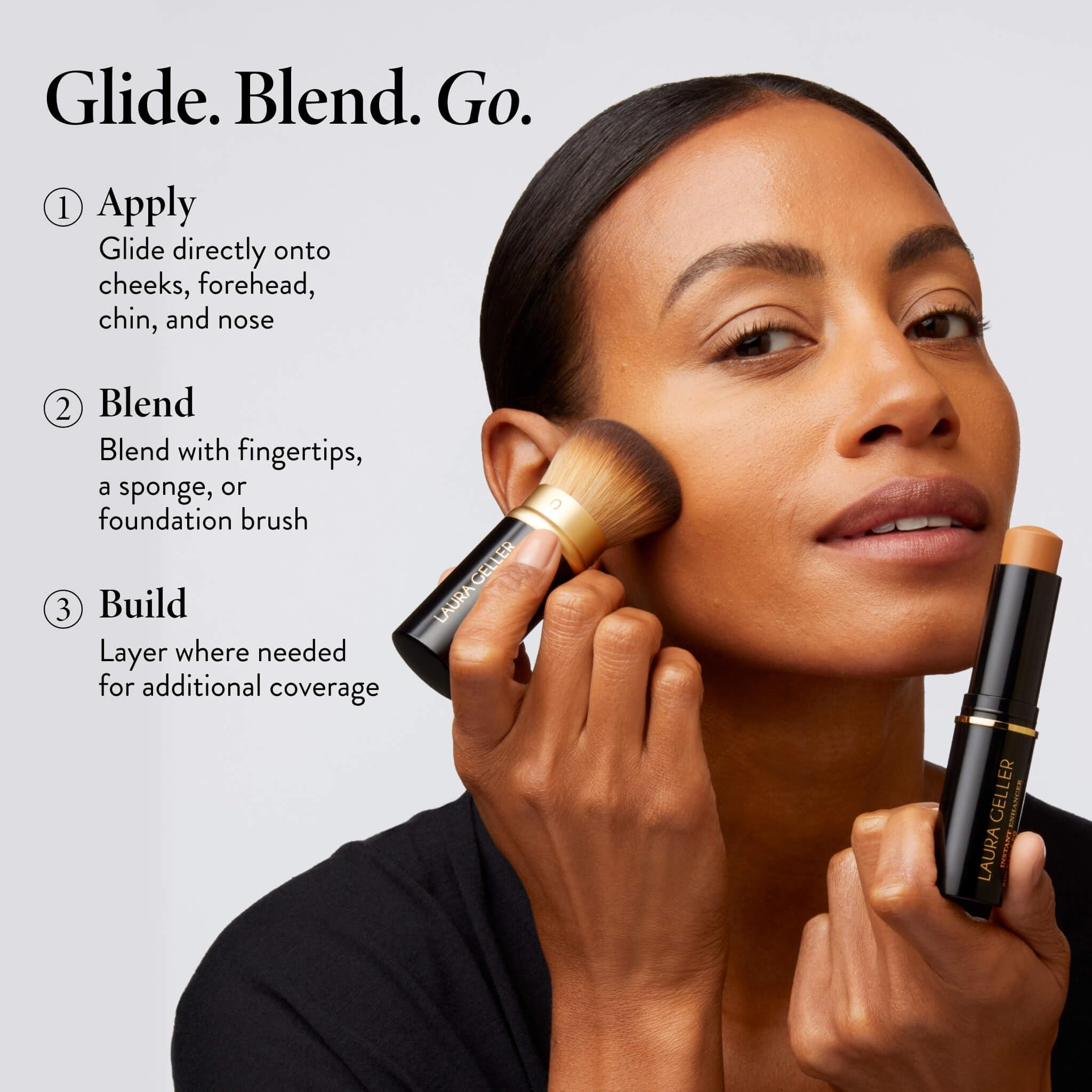 LAURA GELLER NEW YORK label and packaging close-up showing shade and ingredient clarity benefit