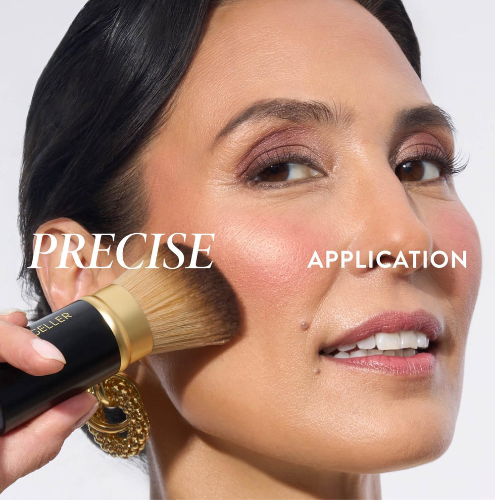 LAURA GELLER before and after blending on skin showing seamless finish
