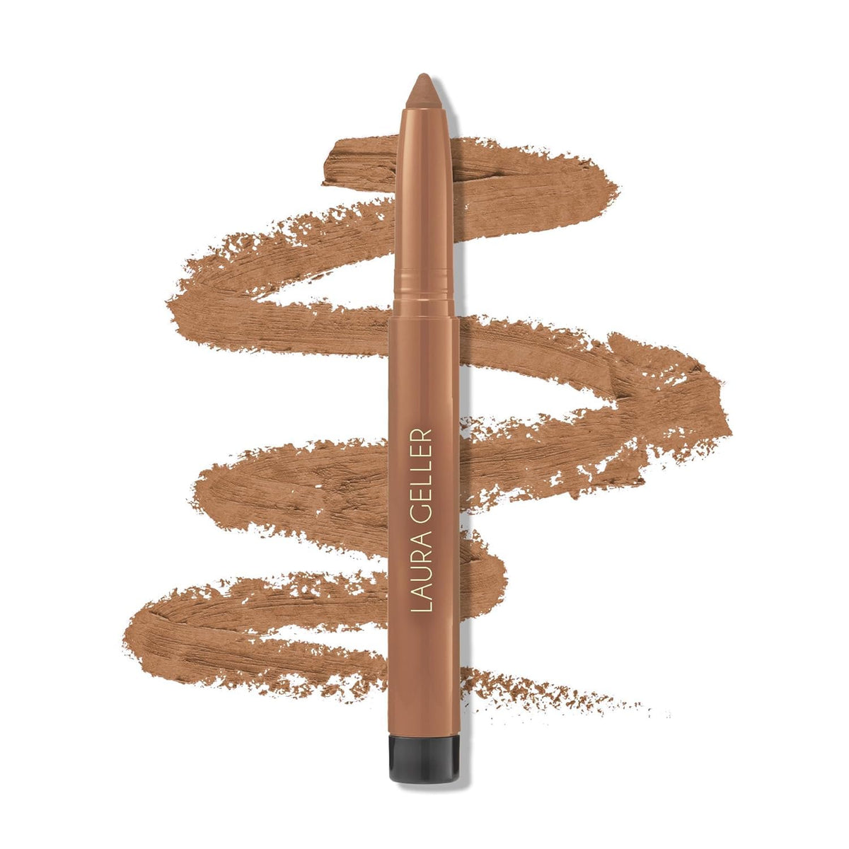 LAURA GELLER NEW YORK front packaging of khaki kajal pencil showing product and cap — travel-ready convenience