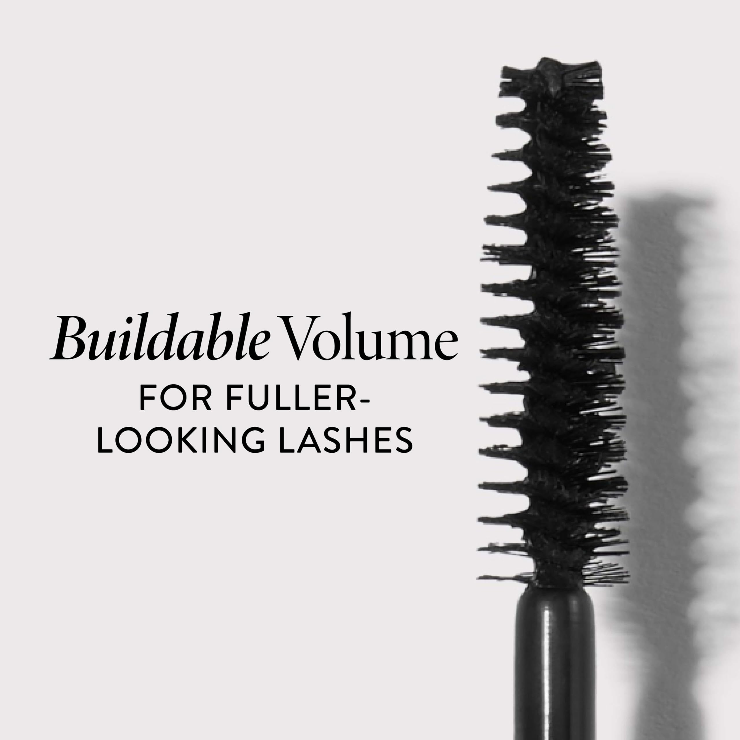 LAURA GELLER mascara on model creating dramatic, thicker-looking lashes