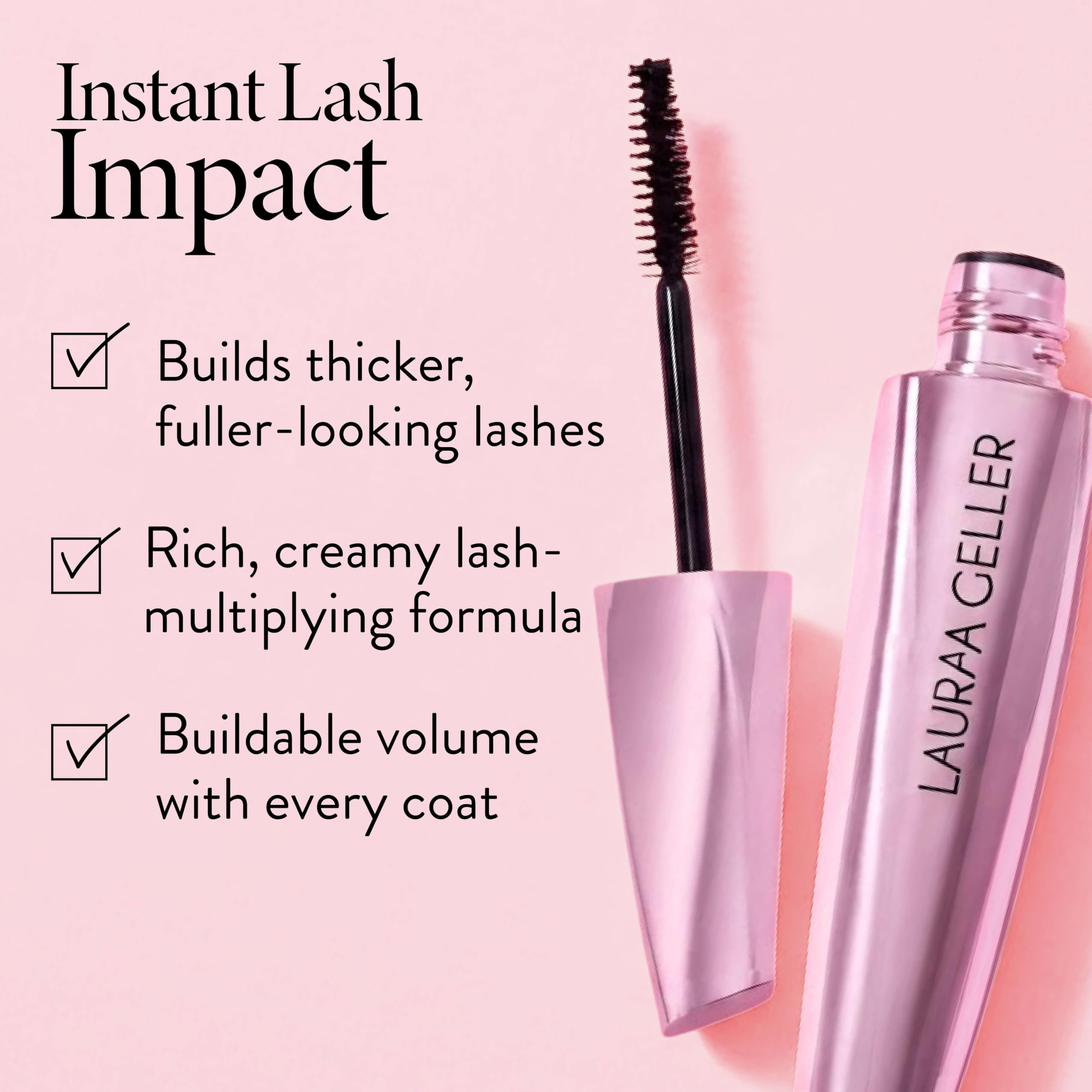 LAURA GELLER creamy mascara swatch demonstrating rich color payoff