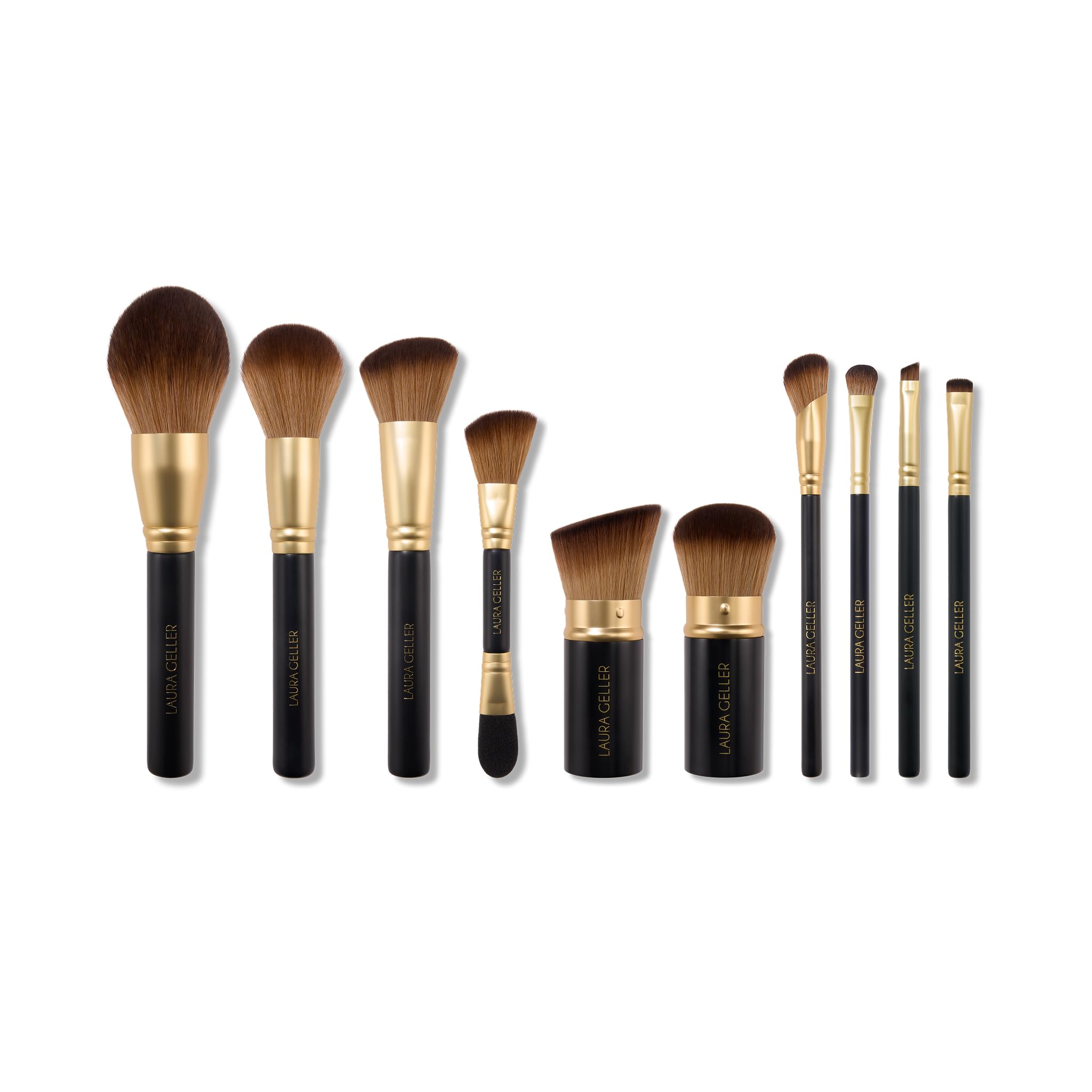 LAURA GELLER NEW YORK brushes staged on vanity showing ready-to-use everyday beauty benefit