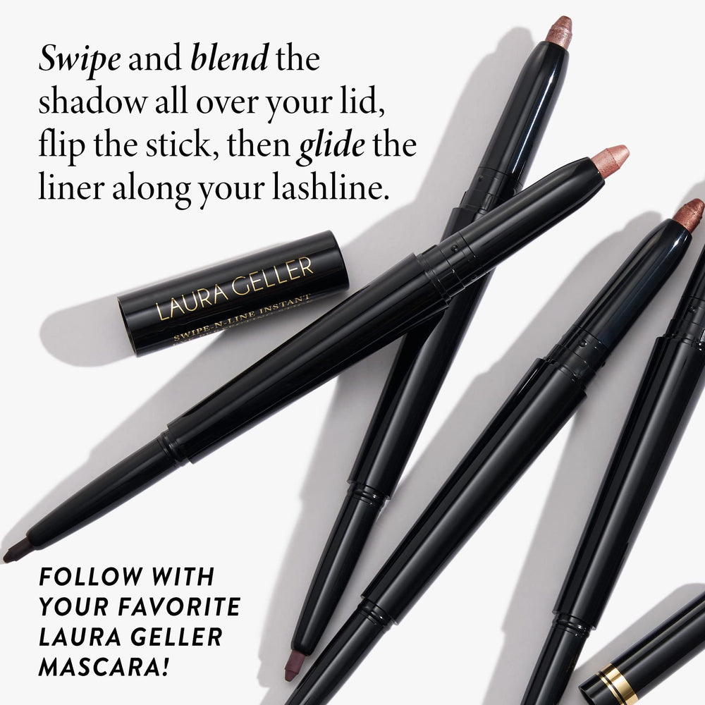 LAURA GELLER warm green liner swatch showing creamy glide and buildable intensity