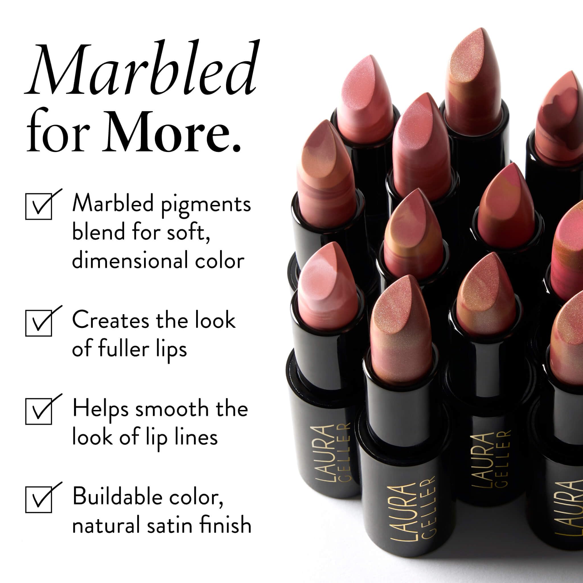 LAURA GELLER marbleized pigment close-up showing swirled colors for multi-dimensional color