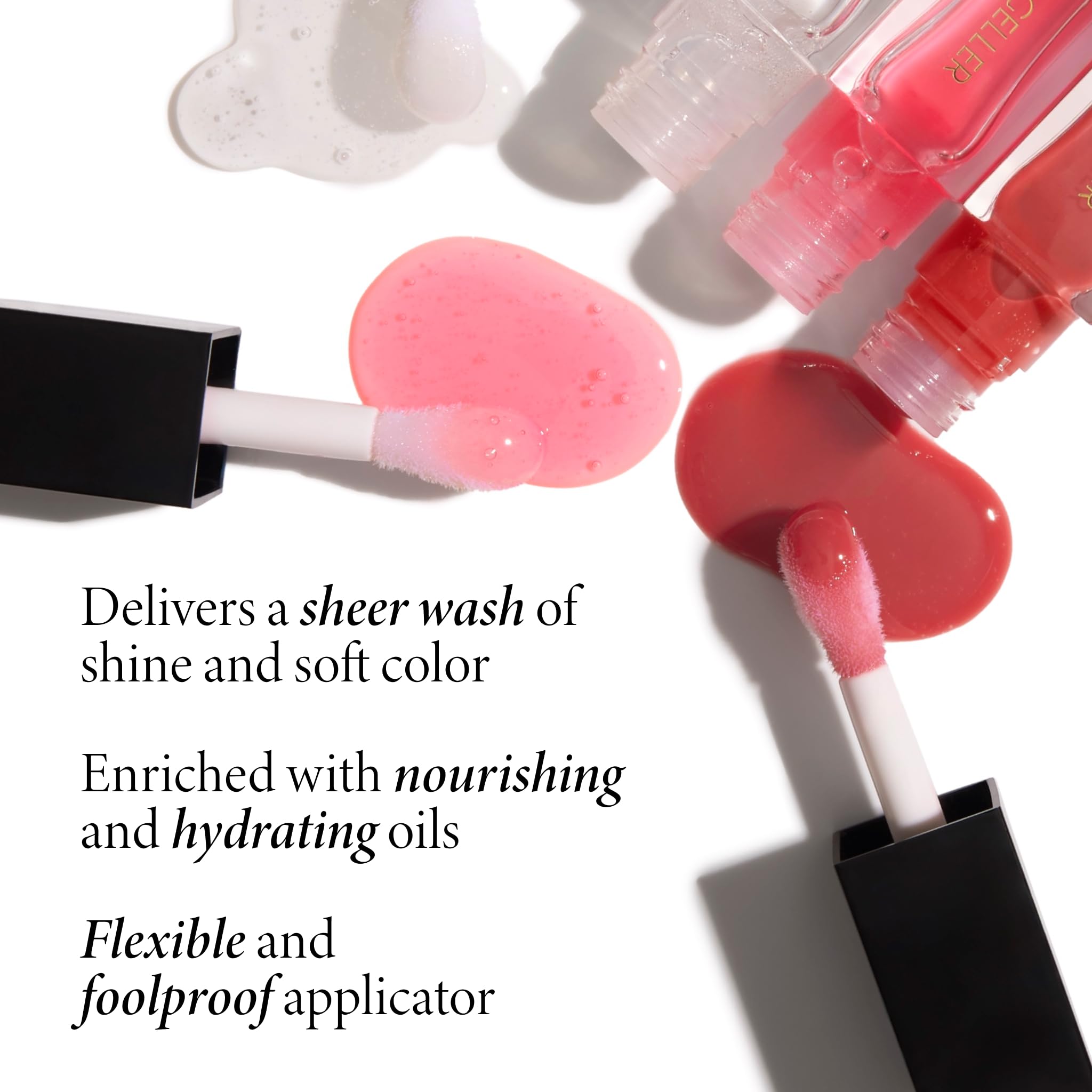 LAURA GELLER lip oil texture swirl highlighting glossy hydration