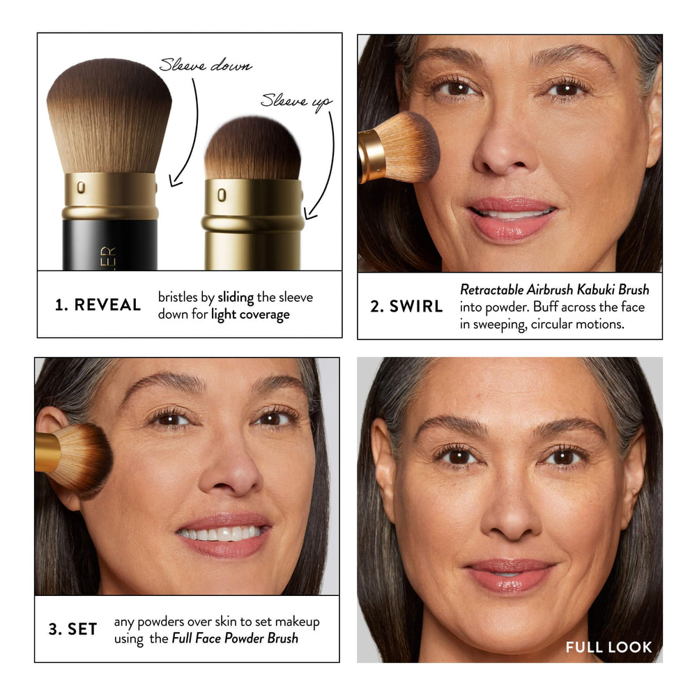 LAURA GELLER NEW YORK brushes used applying powder for flawless finish
