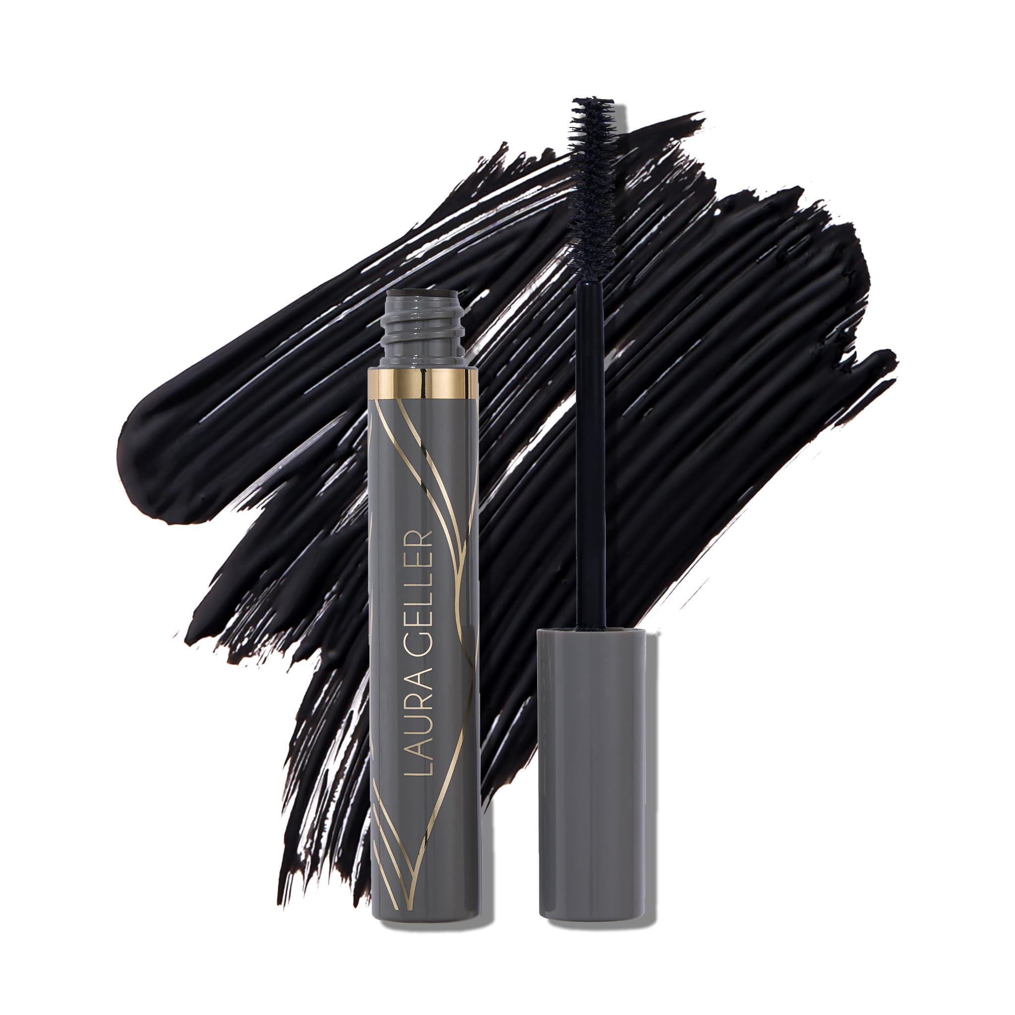 LAURA GELLER NEW YORK mascara tube front shows sleek packaging and easy grab