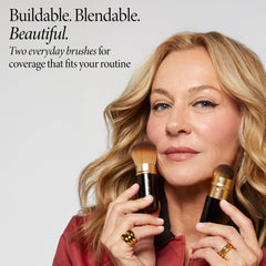 LAURA GELLER NEW YORK retractable kabuki extended showing dense bristles for buffing