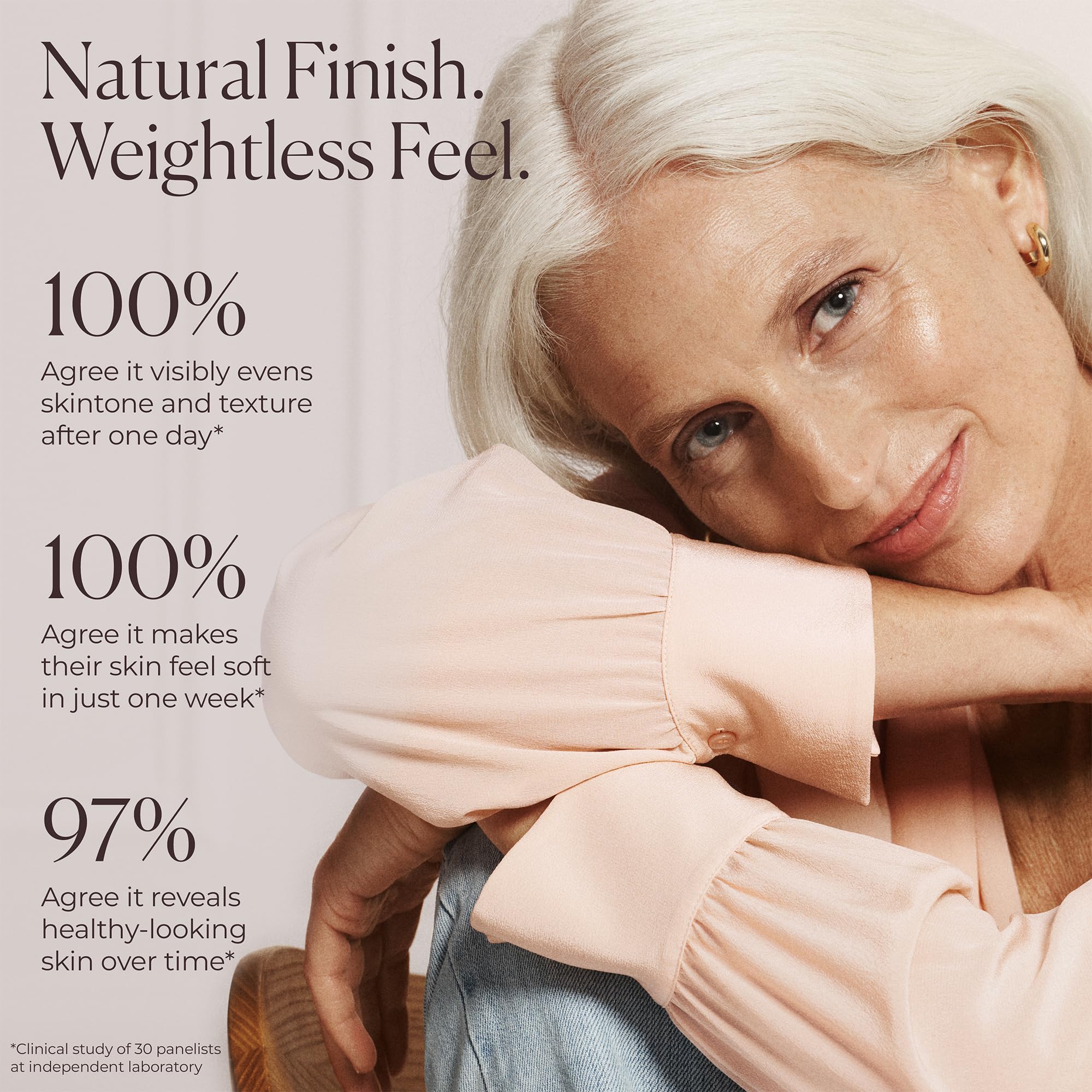 Laura Mercier blended product on skin before and after for subtle coverage