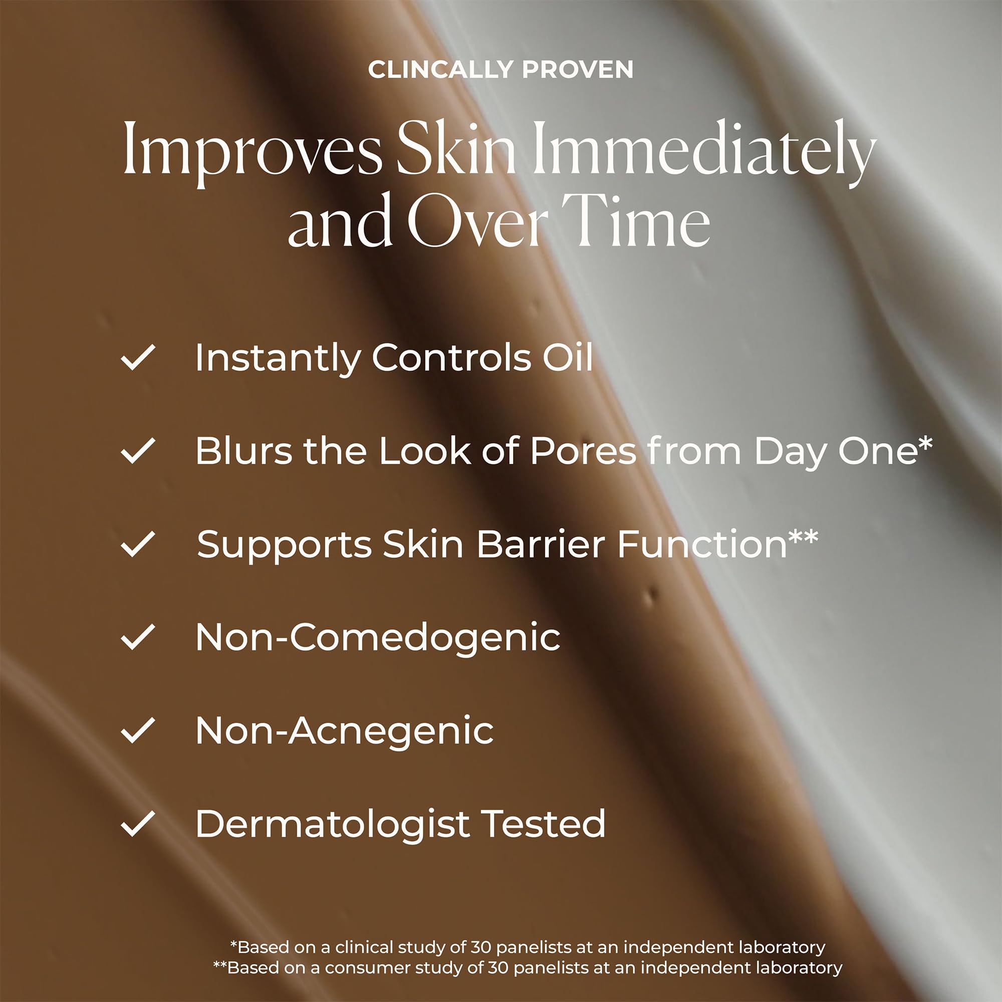 Laura Mercier application with sponge illustrating seamless blending and matte, non-cakey result