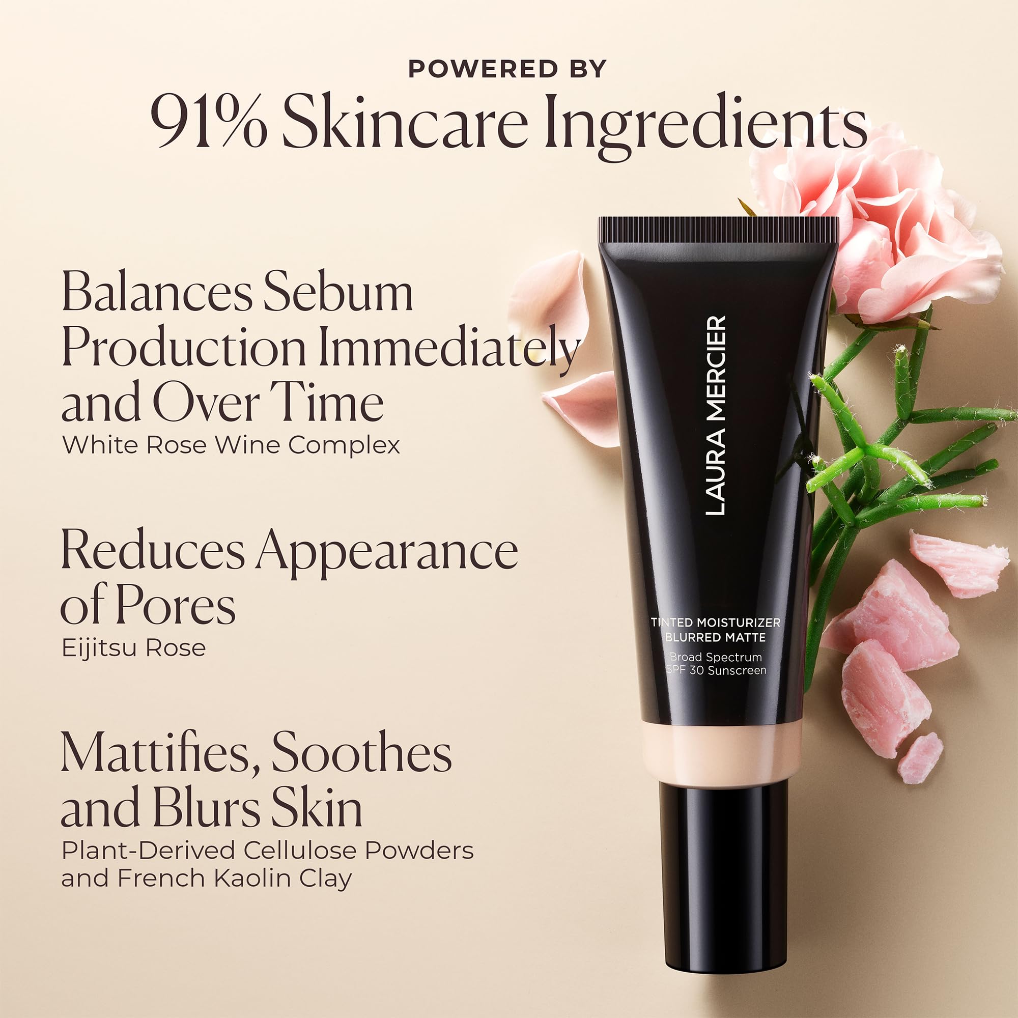 Laura Mercier product in hand to show real-world size and portability for daily use