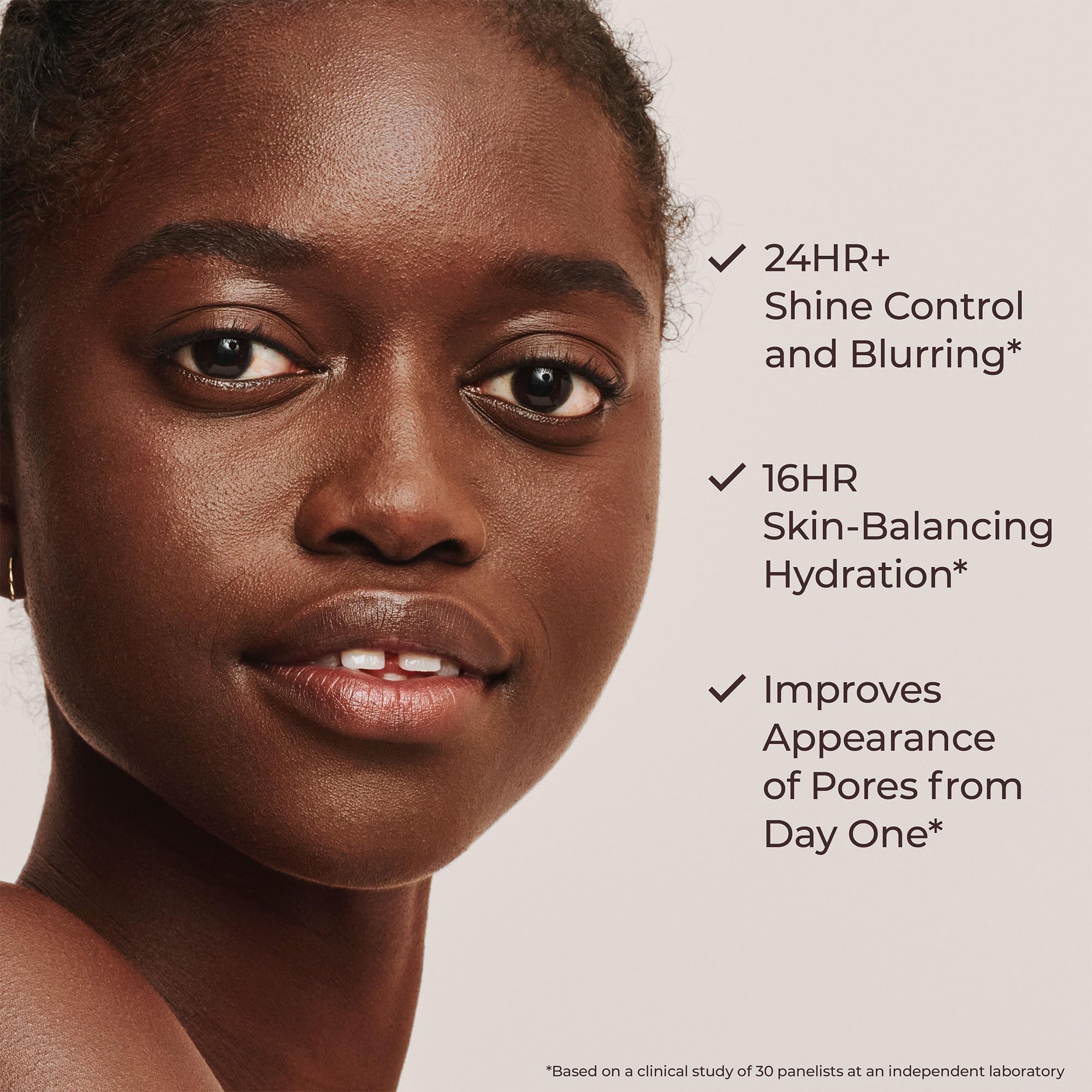 Laura Mercier label detail highlighting SPF 30 and fragrance-free benefits on the bottle