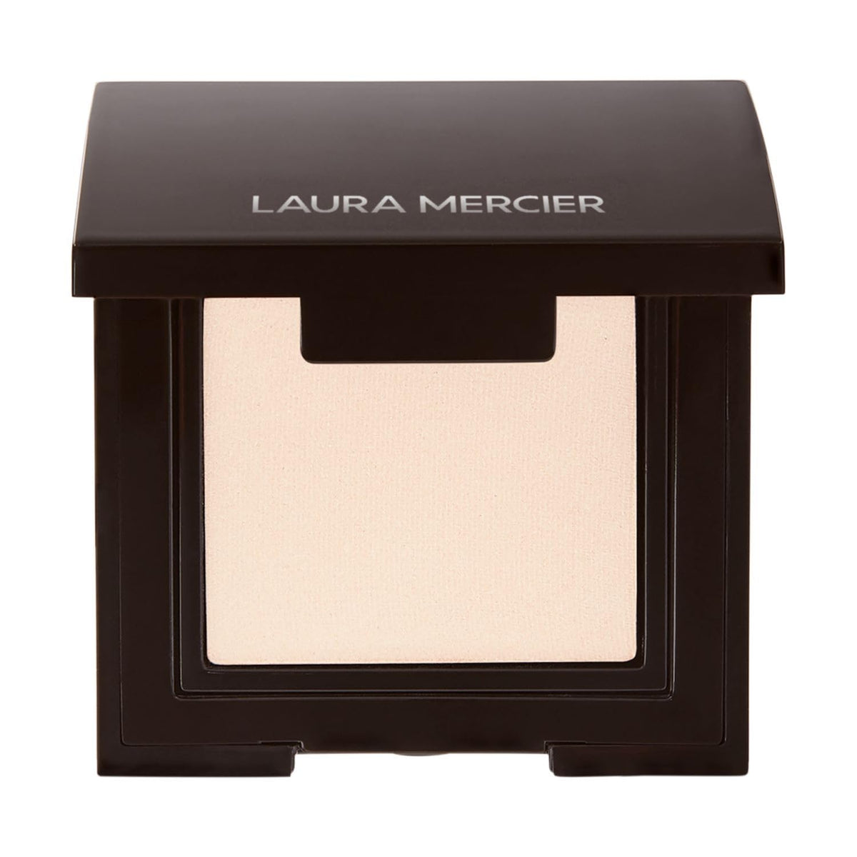 Laura Mercier Buttercream front pan showing neutral matte shade and compact packaging benefit
